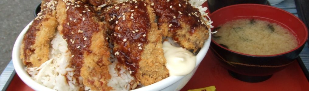 横から見たマグロカツ丼